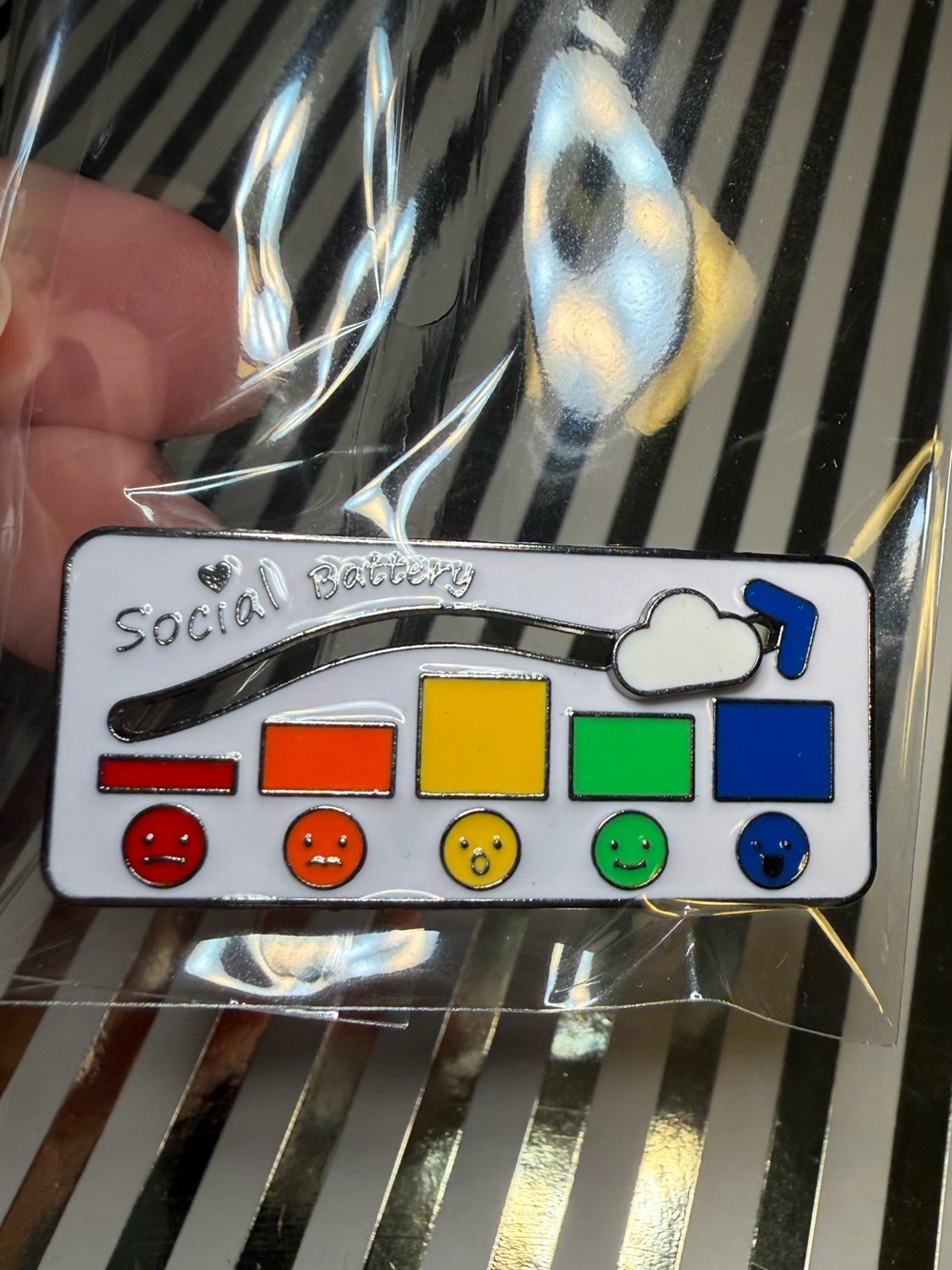Social Battery Enamel Pin - Multicolor